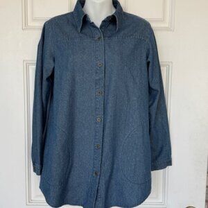 JOAN RIVERS DENIM BUTTON DOWN TOP XS